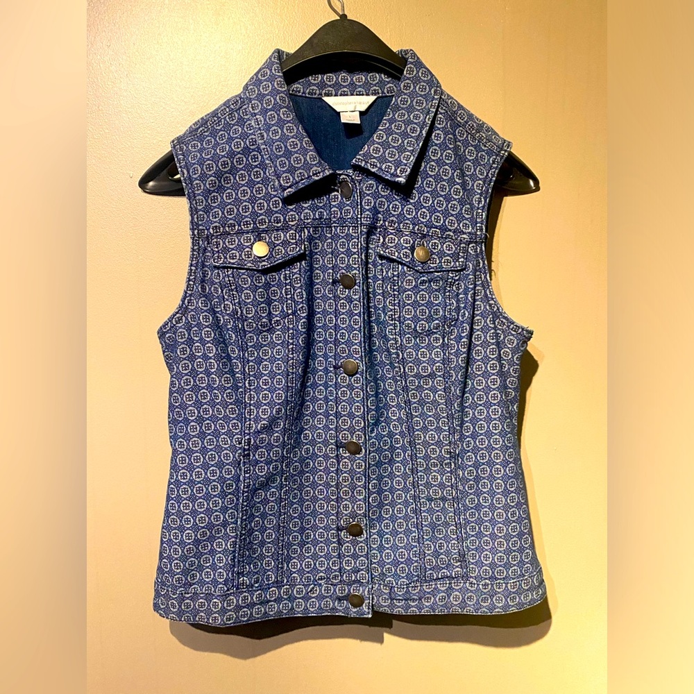 Christopher & Banks Women Sleeveless Blue Vest Size Large